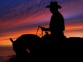 Horse and Rider Silhouette Sunset Royalty Free Stock Photo