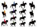 Horse rider silhouettes collection Royalty Free Stock Photo
