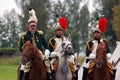 Horse riders at Borodino battle historical reenactment in Russia Royalty Free Stock Photo