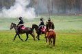 Horse riders at Borodino battle historical reenactment in Russia Royalty Free Stock Photo