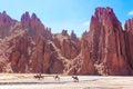 Horse riders crossing river,Bolivia