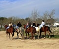 Horse riders in El RocÃÂ­o; Almonte, Andalucia, Spain, Europe