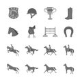 Horse with riders flat icons set Royalty Free Stock Photo