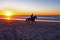 Horse riding on the beach Royalty Free Stock Photo