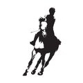 Horse riding, dressage isolated vector silhouette. Show jumping, equesterian sports Royalty Free Stock Photo