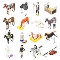 Horse Riding Isometric Icons Set Royalty Free Stock Photo