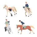 Horse riding lessons. Family equestrian sport training horseback ride. Royalty Free Stock Photo