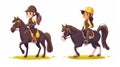 Horse riding man and woman wearing helmets and uniforms riding on horseback. Conceptual illustration for equestrian Royalty Free Stock Photo