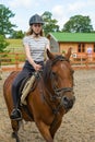 Horse riding at paddock Royalty Free Stock Photo