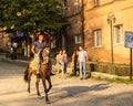 Horse Riding in Sheki Tourist Destination in Caucasus Mountains Royalty Free Stock Photo