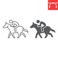 Horse riding sport line and glyph icon