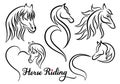 Horse riding, vector set Royalty Free Stock Photo