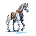 Horse robot, robotic animal isolated over white background. Created with generative Ai