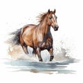 A horse running hand drawn illustration image generative AI Royalty Free Stock Photo