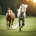 Horse Running on the Meadow Romantic Digital Art