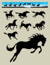 Horse Running Silhouettes 2 Royalty Free Stock Photo