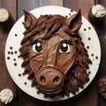 Horse Face Chocolate Cake - Lush And Detailed 2d Design Royalty Free Stock Photo