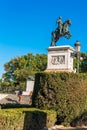 Horse sculpture of King Philip IV in Madrid, Spain. Copy space f