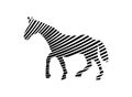 Horse shadow with several geometric stripes forming a concept of a horse walking on a white background Royalty Free Stock Photo