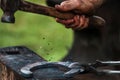 Horse shoe being crafted by blacksmith/farrier Royalty Free Stock Photo