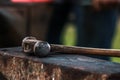 Horse shoe being crafted by blacksmith/farrier Royalty Free Stock Photo