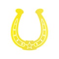 Horse shoe gold icon on background for graphic and web design. Simple vector sign. Internet concept symbol for website