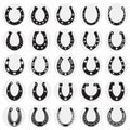 Horse shoe icons set on circles background for graphic and web design. Simple vector sign. Internet concept symbol for