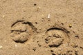 Horse shoe imprint on a warm sand. Equestrian abstract background