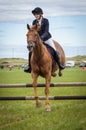 Horse Show Jumping Event. Gymkhana. Royalty Free Stock Photo