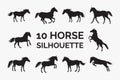 Horse silhouette design on a white background. Realistic horse silhouette vector collection for personal use. Dark knights in