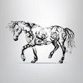 Horse silhouette of floral ornament Royalty Free Stock Photo