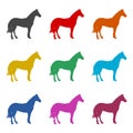 Horse silhouette icon, color icons set Royalty Free Stock Photo