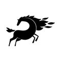 Horse silhouette icon. Folklore badge of a fiery mare