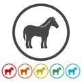 Horse silhouette icons set - Vector - Illustration Royalty Free Stock Photo