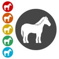 Horse silhouette icons set - Vector Illustration Royalty Free Stock Photo