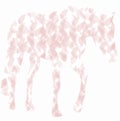 Horse silhouette of light pink leaves Royalty Free Stock Photo