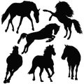 Horse Silhouette set icon black, SVG Vector. Royalty Free Stock Photo