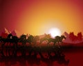 Horse silhouette on sunset background. Royalty Free Stock Photo
