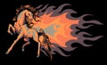 Horse silhouettes with flame tongues. Vector illustration.