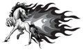 monochromatic Horse silhouettes with flame tongues. Vector illustration.