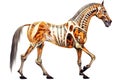 Horse skeleton with muscles illustration