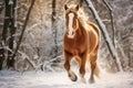 A horse in the snow. A robust equine in a forest blanketed with pristine snow Royalty Free Stock Photo