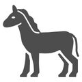 Horse solid icon, Farm animals concept, stallion sign on white background, standing elegance horse silhouette icon in Royalty Free Stock Photo