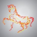 Horse Splattered Silhouette with Yellow, Orange and Red Dots