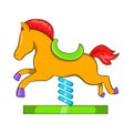 Horse spring see saw icon, cartoon style