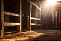 Horse stable illuminated by sunshine Royalty Free Stock Photo