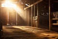 Horse stable illuminated by sunshine Royalty Free Stock Photo