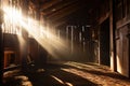 Horse stable illuminated by sunshine Royalty Free Stock Photo