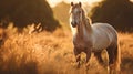 Cinematic Horse Portrait In Golden Hour Light