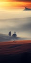 Surreal Cinematic Minimalistic Shot A Solitary House In Mist